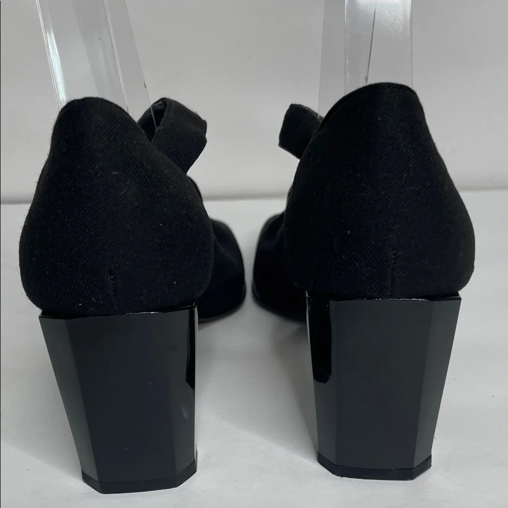 Stuart Weitzman Black Crisscross Square-Toe Block Heel Pumps - Picture 5 of 11